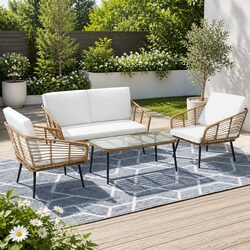 Friendly 4-Piece Rattan Lounge Set for Your Outdoor Space