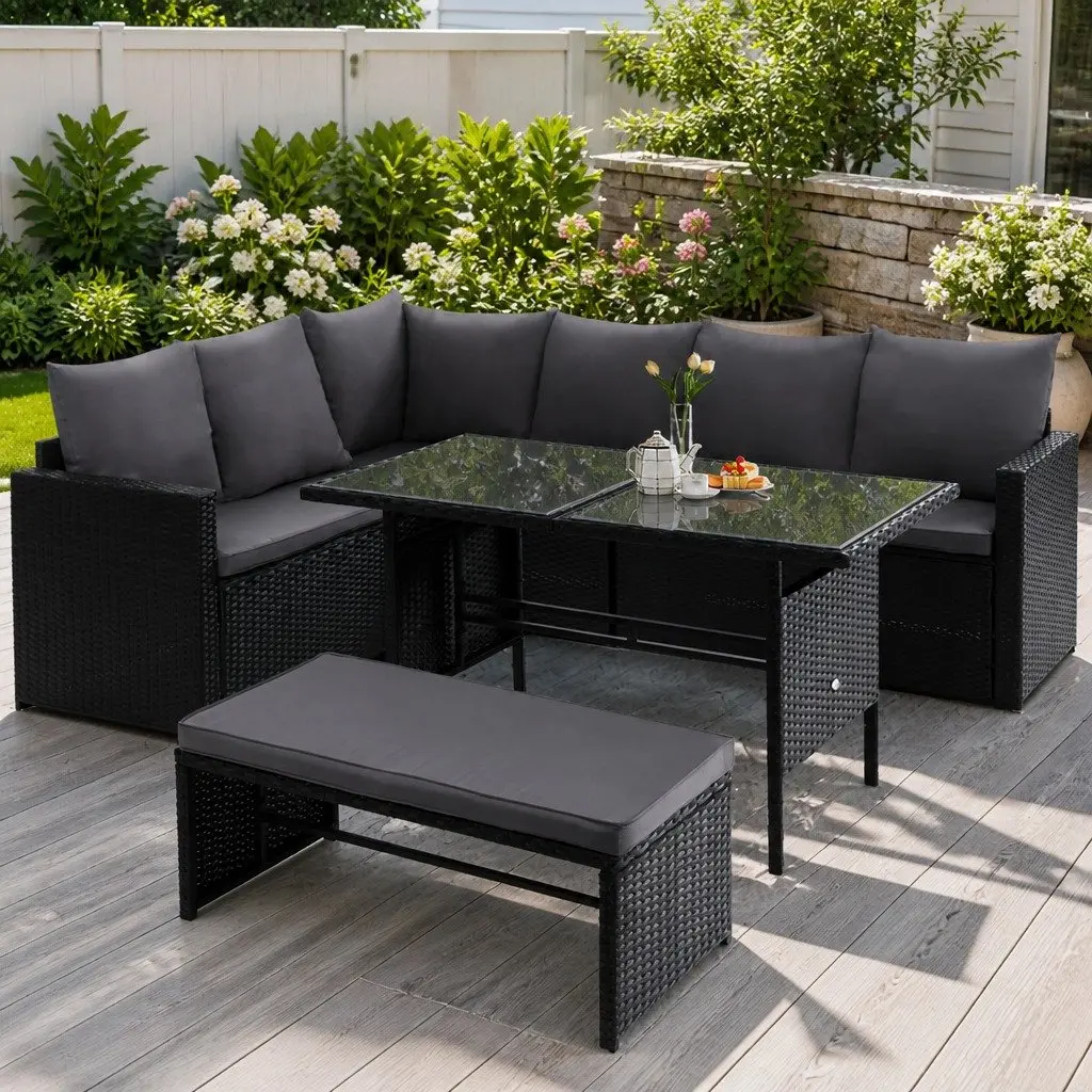 9-Seater Sofa Dining Set with Table and Bench