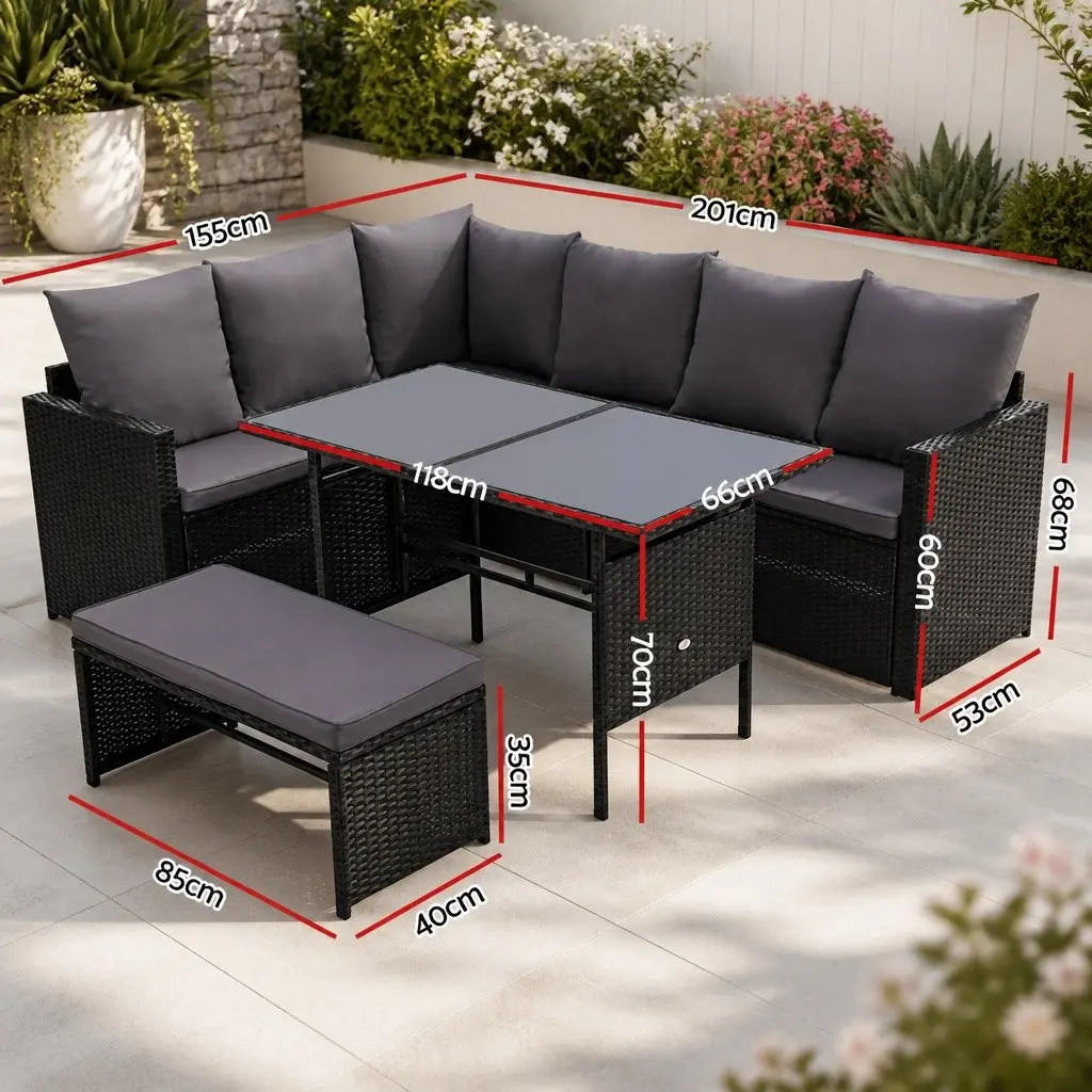9-Seater Sofa Dining Set with Table and Bench