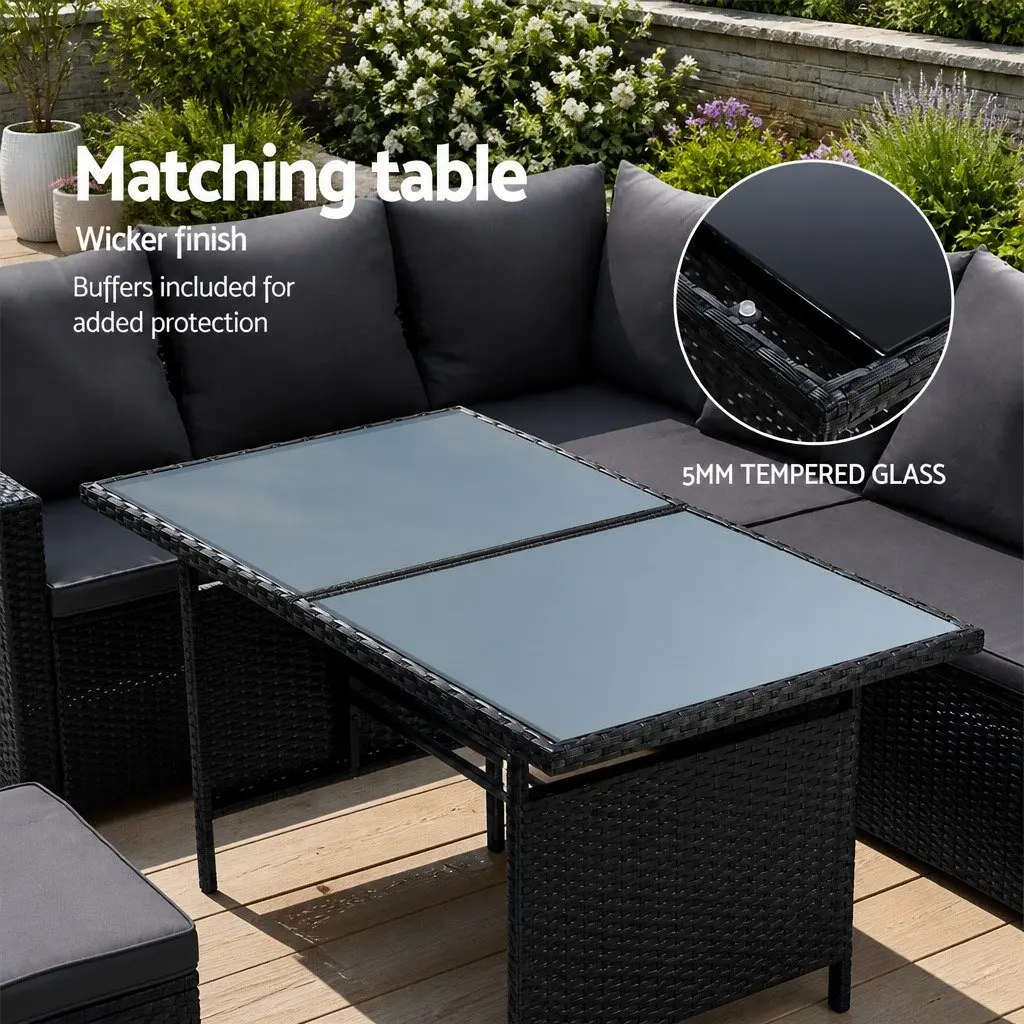 9-Seater Sofa Dining Set with Table and Bench