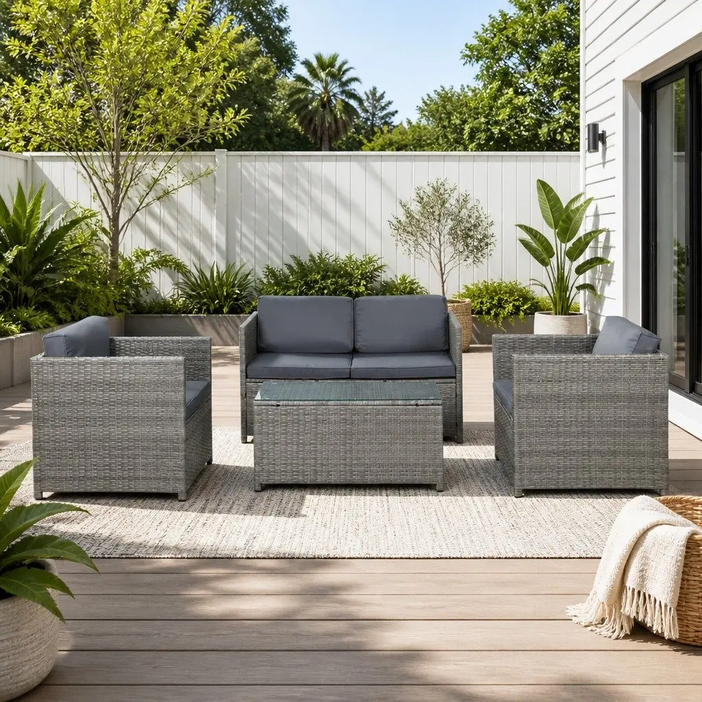 4-Piece Wicker Outdoor Sofa Set for Relaxation