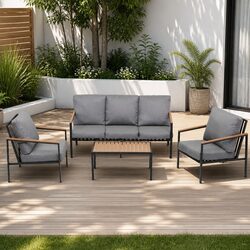 5 Seater Outdoor Lounge Set 4 Piece Sofa Chair Bench Garden Patio Furniture