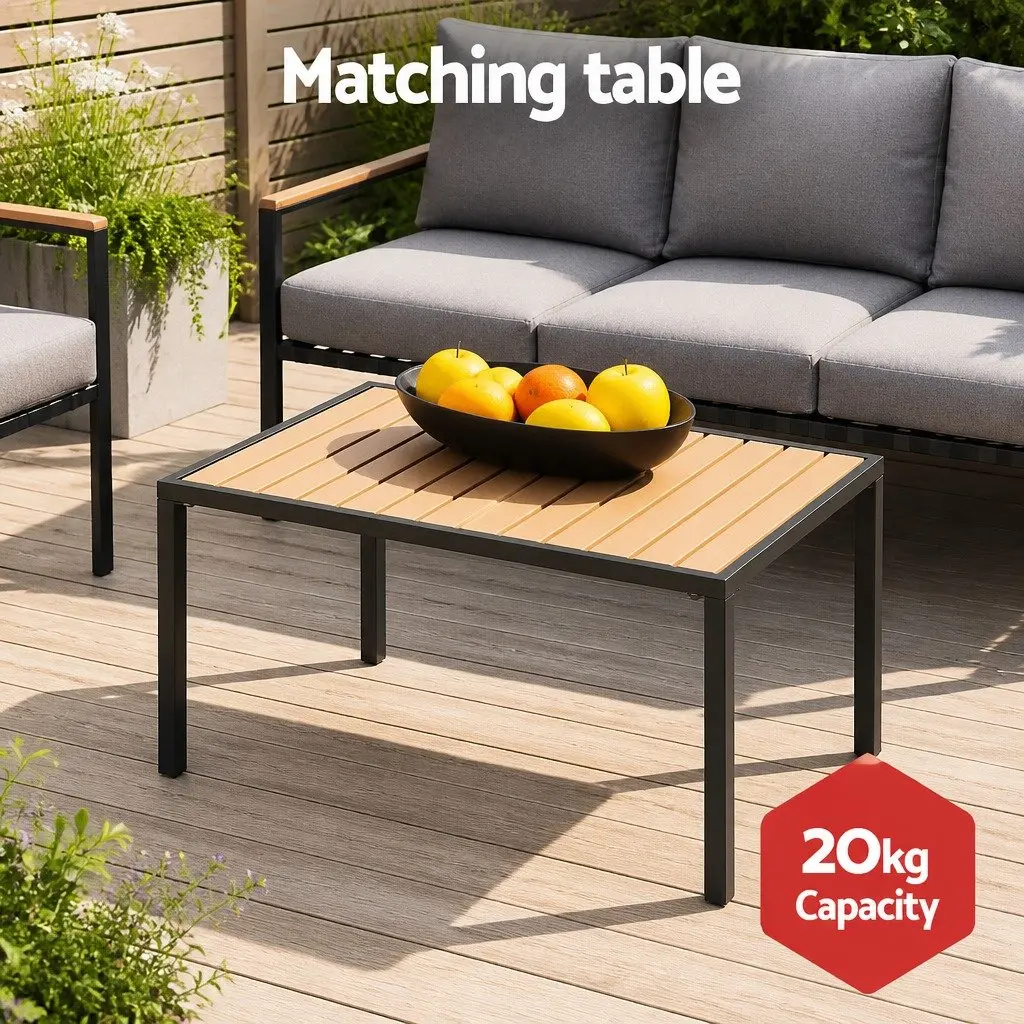 Outdoor Lounge Set Black 4 Piece 5 Seater Sofa Chair Bench Garden Patio Furniture