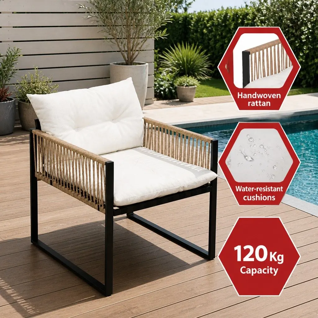 4-Piece Outdoor Lounge Set 4 Seater Garden Patio Sofa Table Chair Furniture