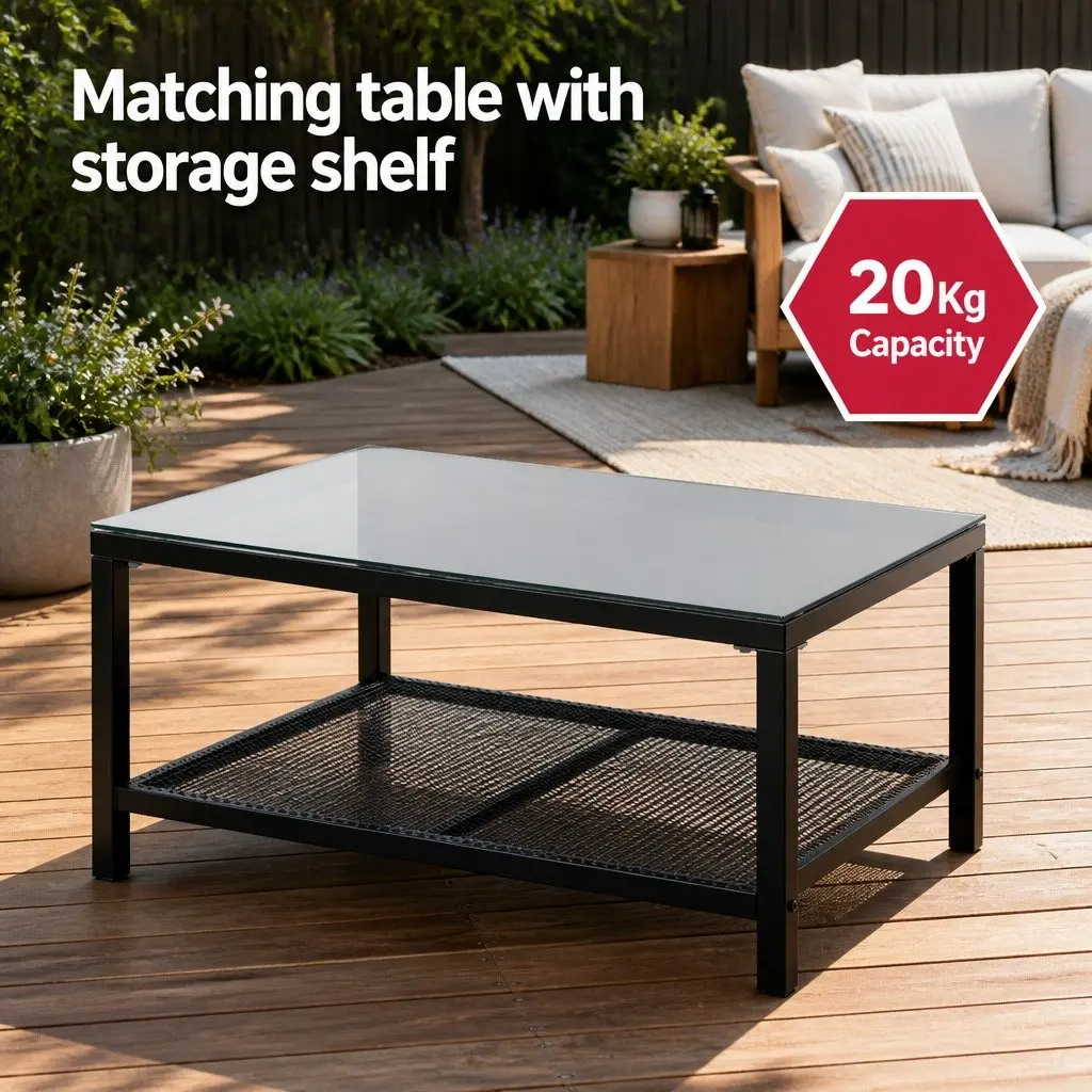 4-Piece Outdoor Lounge Set 4 Seater Garden Patio Sofa Table Chair Furniture