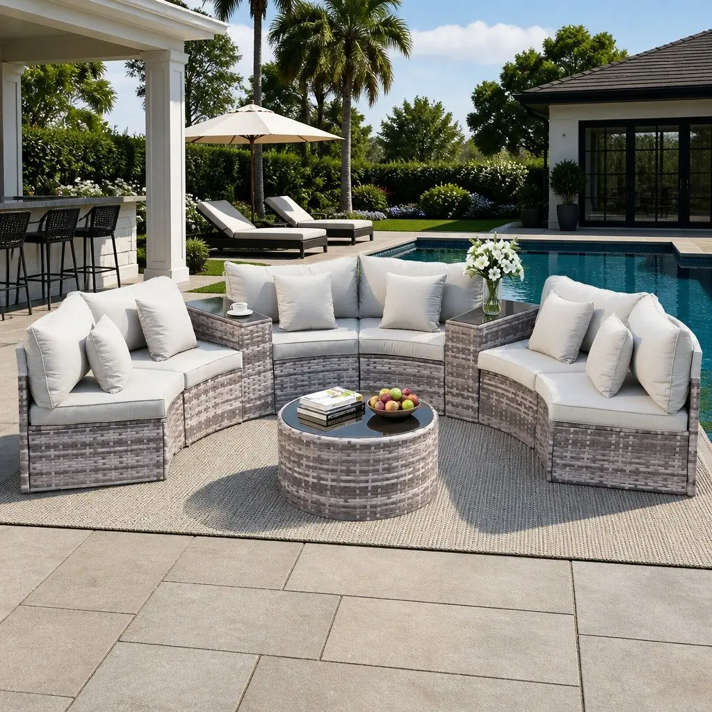 9-Piece Outdoor Sofa for 6 People