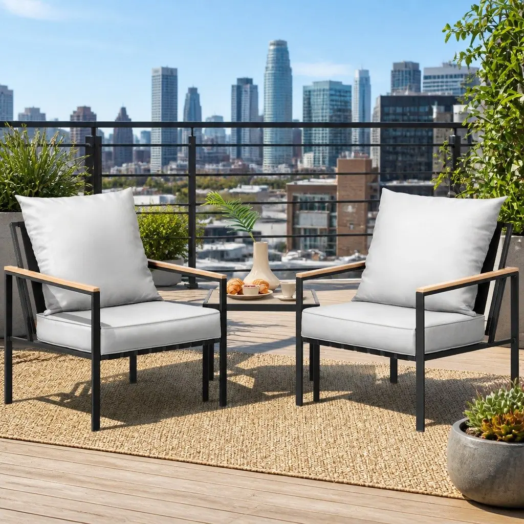 3PC Outdoor Lounge Setting with Chairs & Table