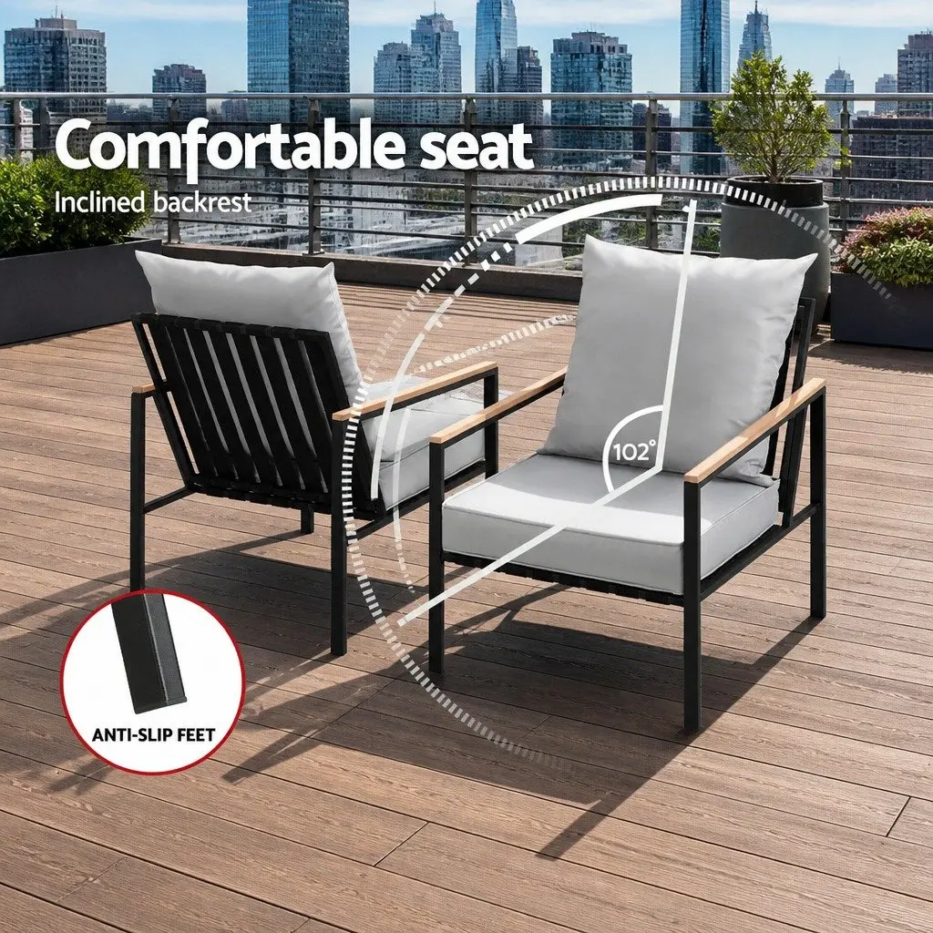 3PC Outdoor Bistro Set Lounge Setting Chairs & Coffee Table Patio Furniture