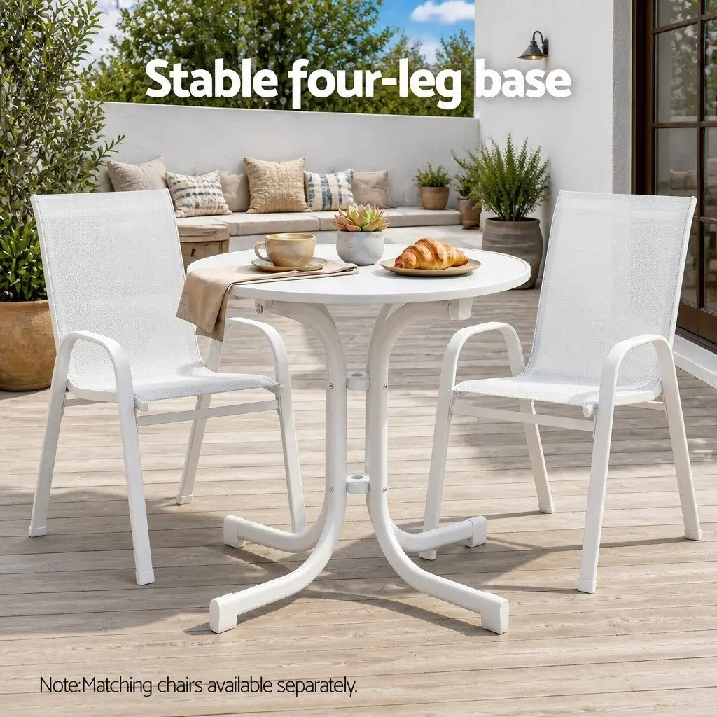 Round Folding Bistro Table 80cm Outdoor Patio Cafe Dining Desk White Portable