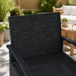 Outdoor Patio Lounge Set 3 Piece Wicker Bistro Furniture Chairs Table Black