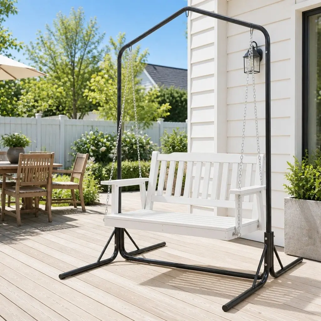 2-Seater Outdoor Swing Chair with Metal Frame