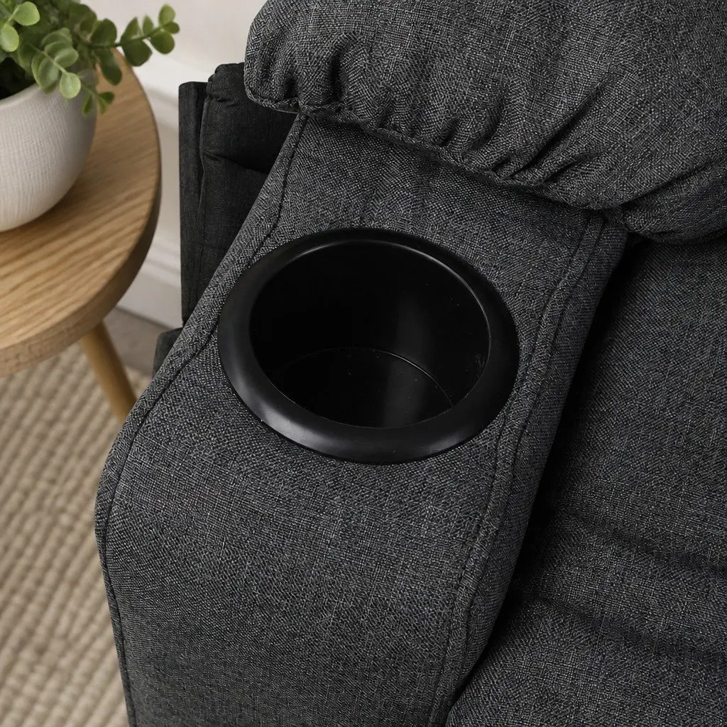 Electric Recliner Chair Black Microfibre Wide Seat Adjustable Backrest Lift Assist