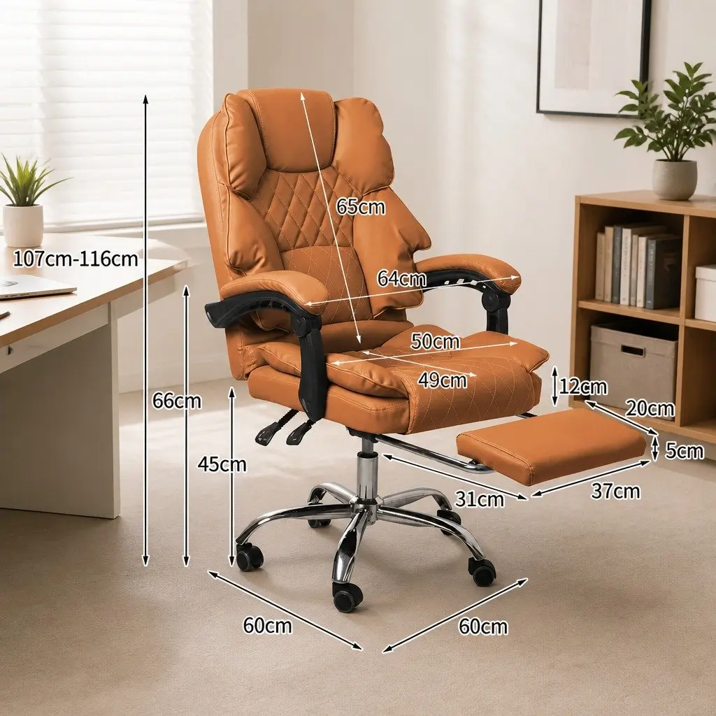 Gaming Chair Brown Adjustable Reclining Footrest