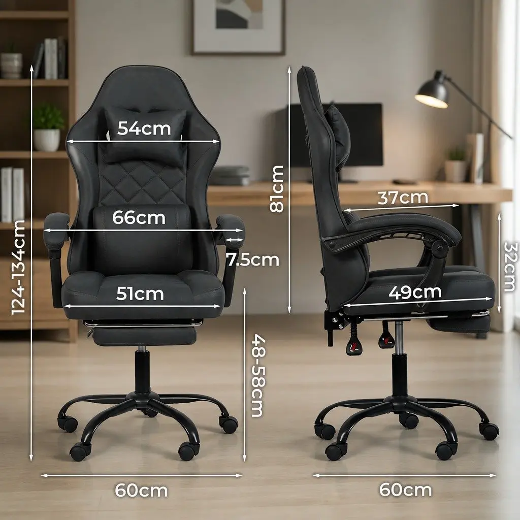 Office Chair Deep Grey High Back Ergonomic Reclining Swivel with Adjustable Lumbar Support