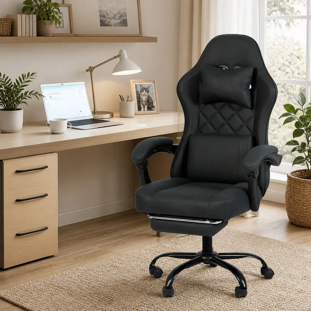 Office Chair Deep Grey High Back Ergonomic Reclining Swivel with Adjustable Lumbar Support
