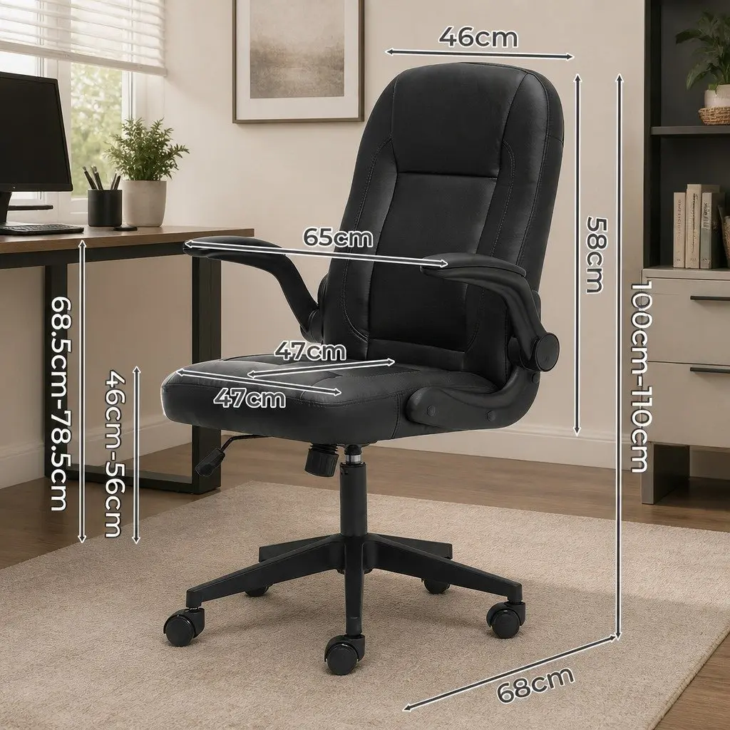 Executive Office Chair Black Ergonomic High Back Swivel Adjustable PU