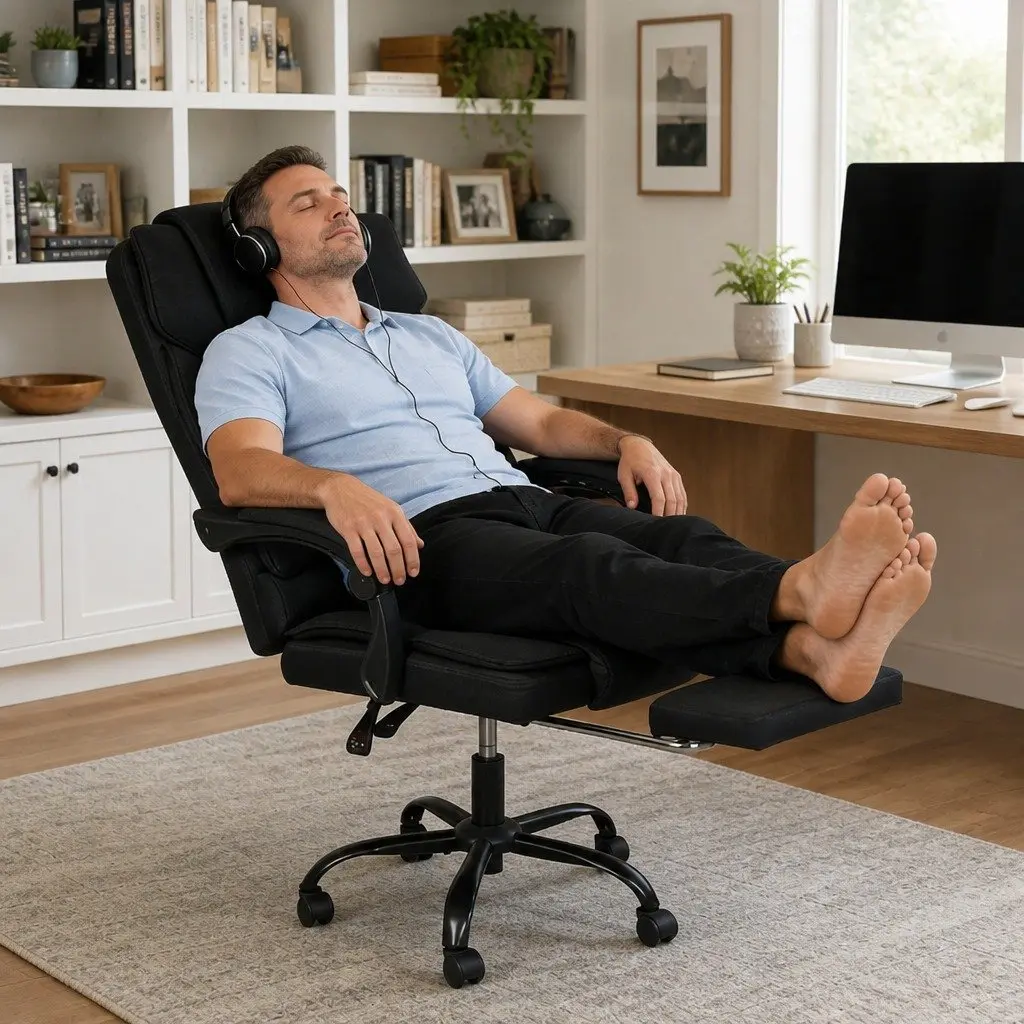 Ergonomic Office Chair Dark Grey High-Back Adjustable Reclining with Footrest 360° Swivel