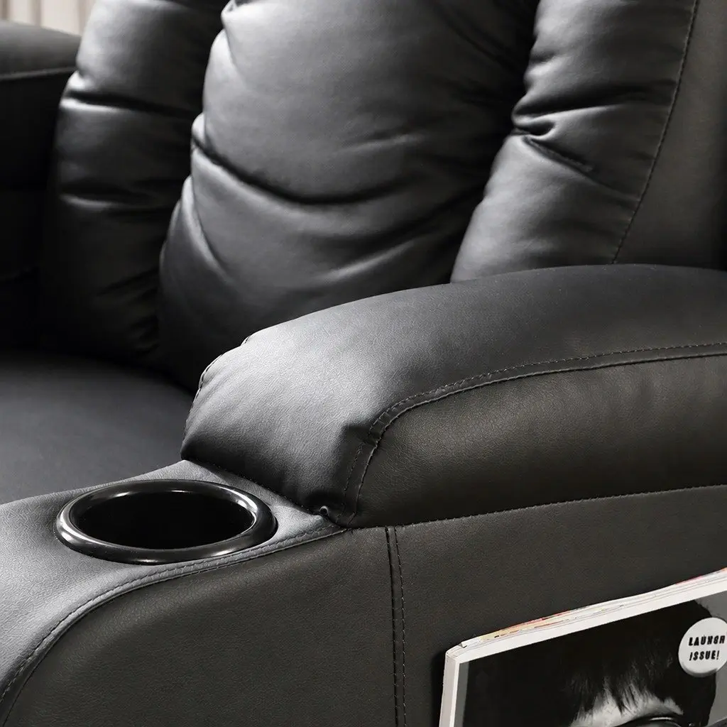 Massage Recliner Chair Black 360 Swivel Heated Lumbar Full Body Relaxation