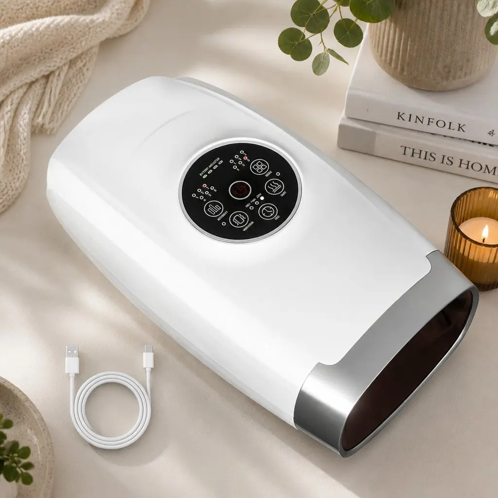 Electric Hand Massager With Heat Air Compression Acupressure Therapy Wrist Palm