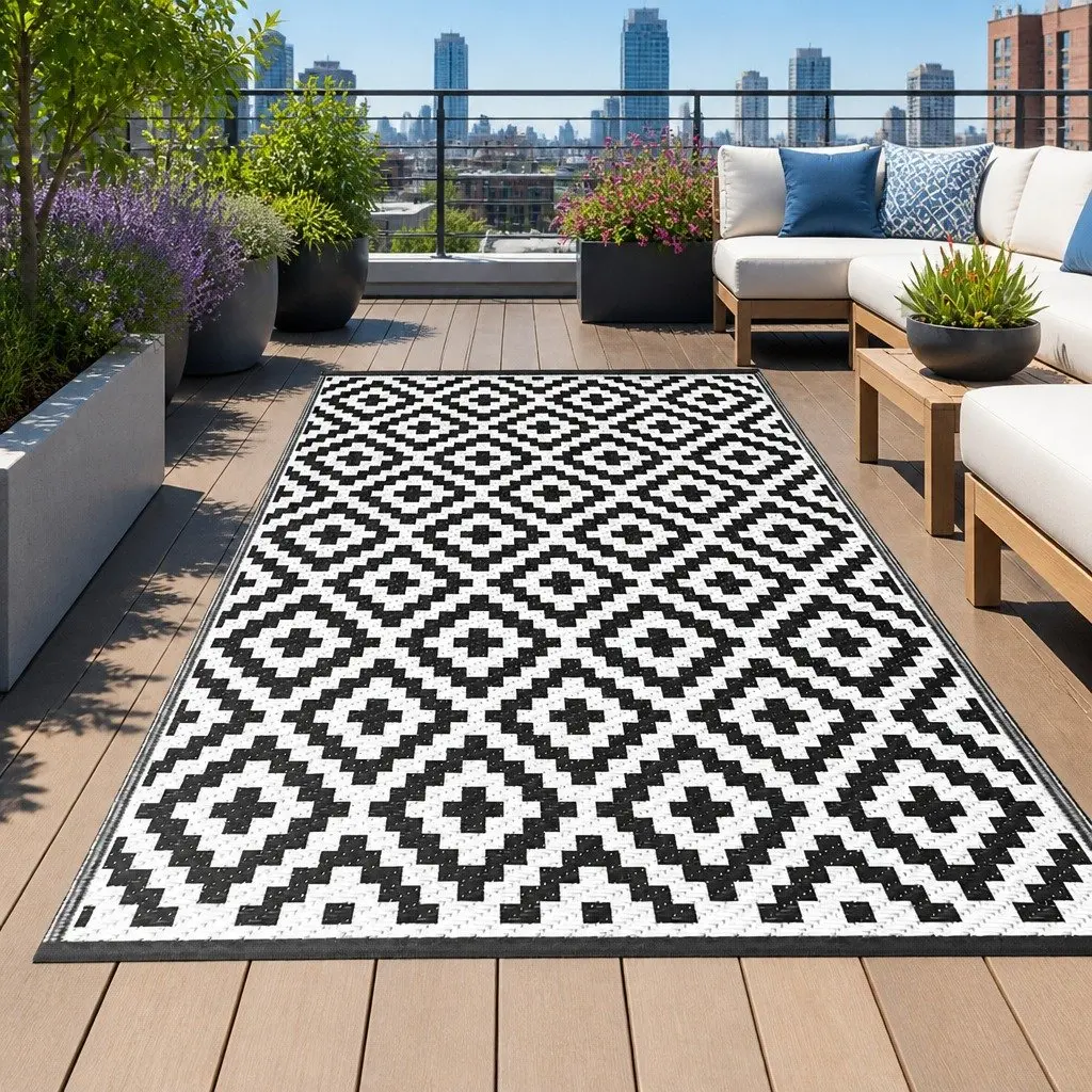 Outdoor Rug 120x180cm Reversible Dual-Sided Area Mat Patio Garden Camping Beach