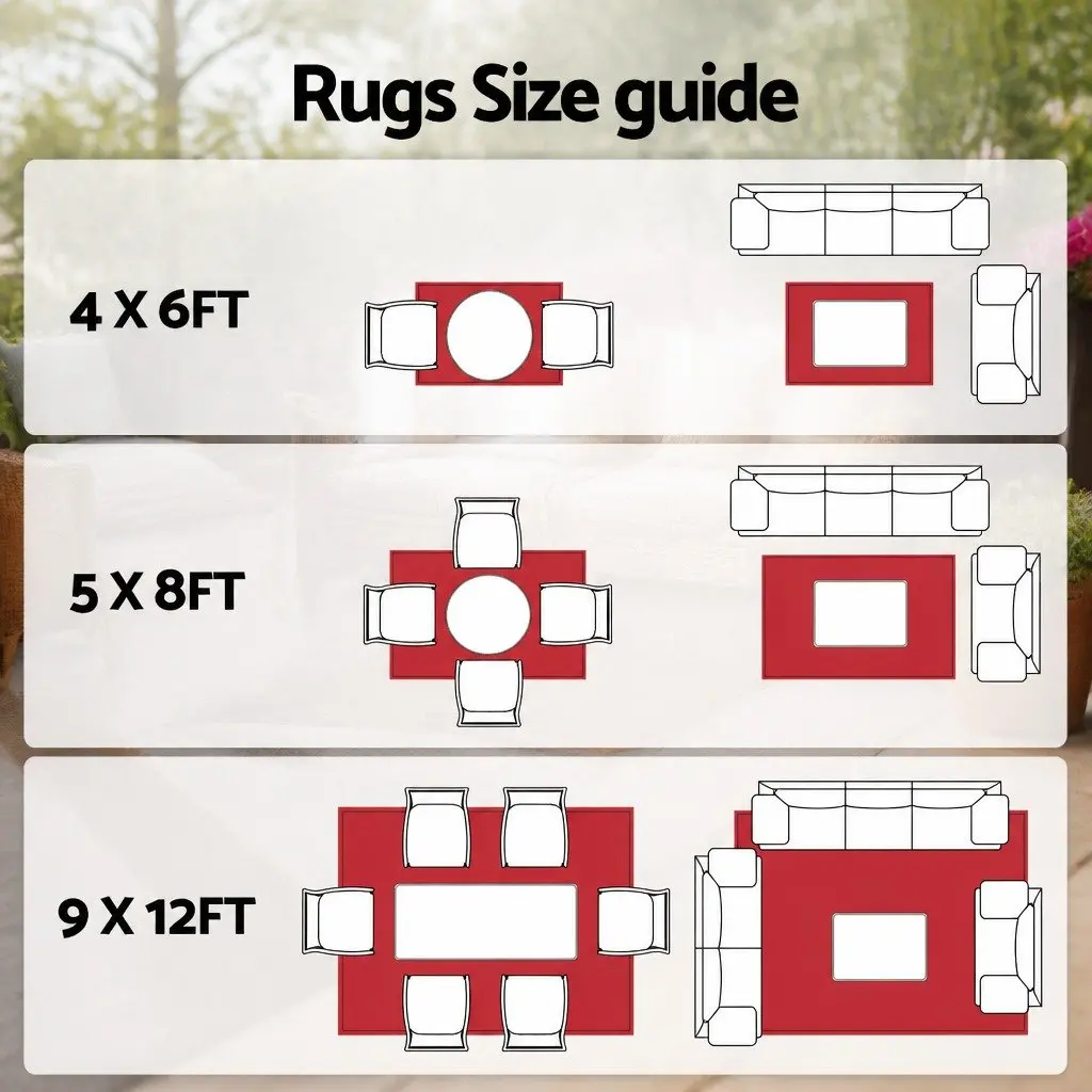 Outdoor Area Rug Reversible Dual-Sided Patio Carpet Large Mat Portable Garden