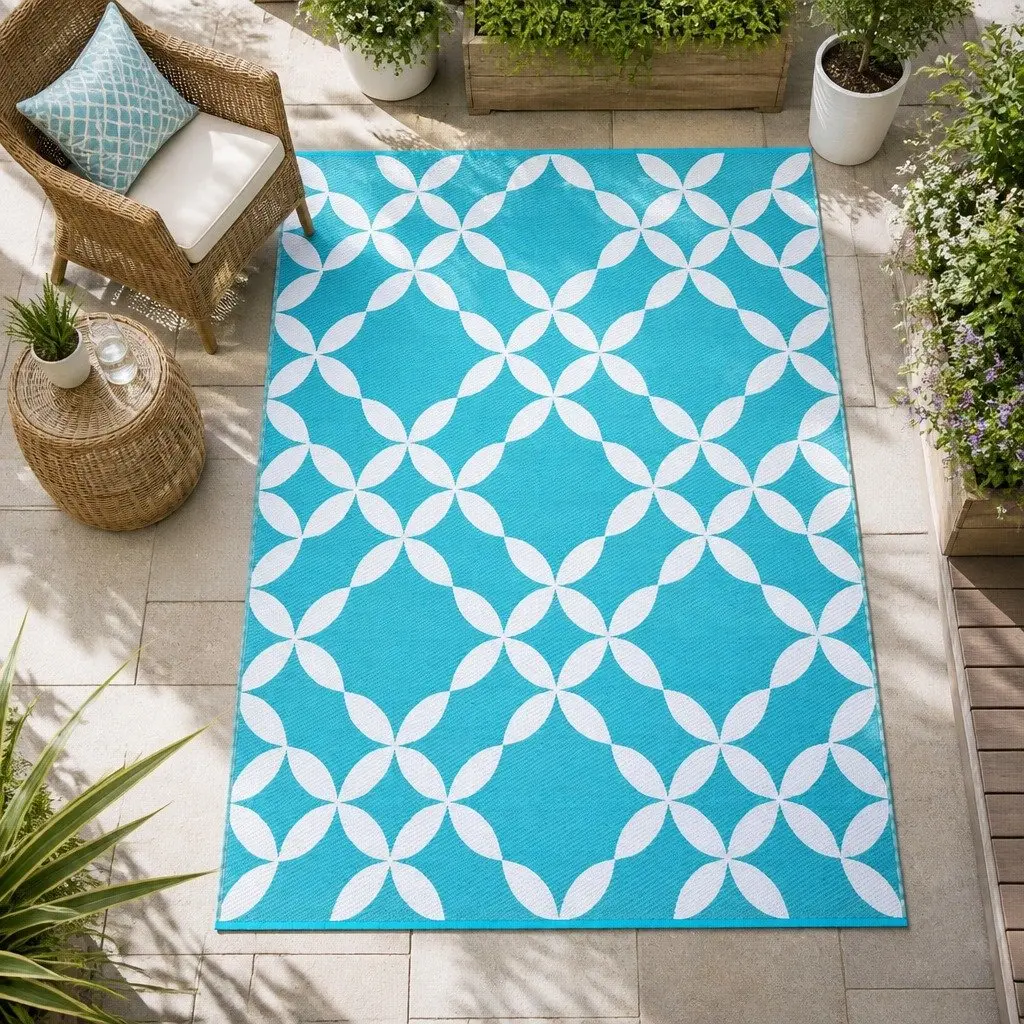 Outdoor Area Rug Reversible Dual-Sided Patio Carpet Large Mat Portable Garden