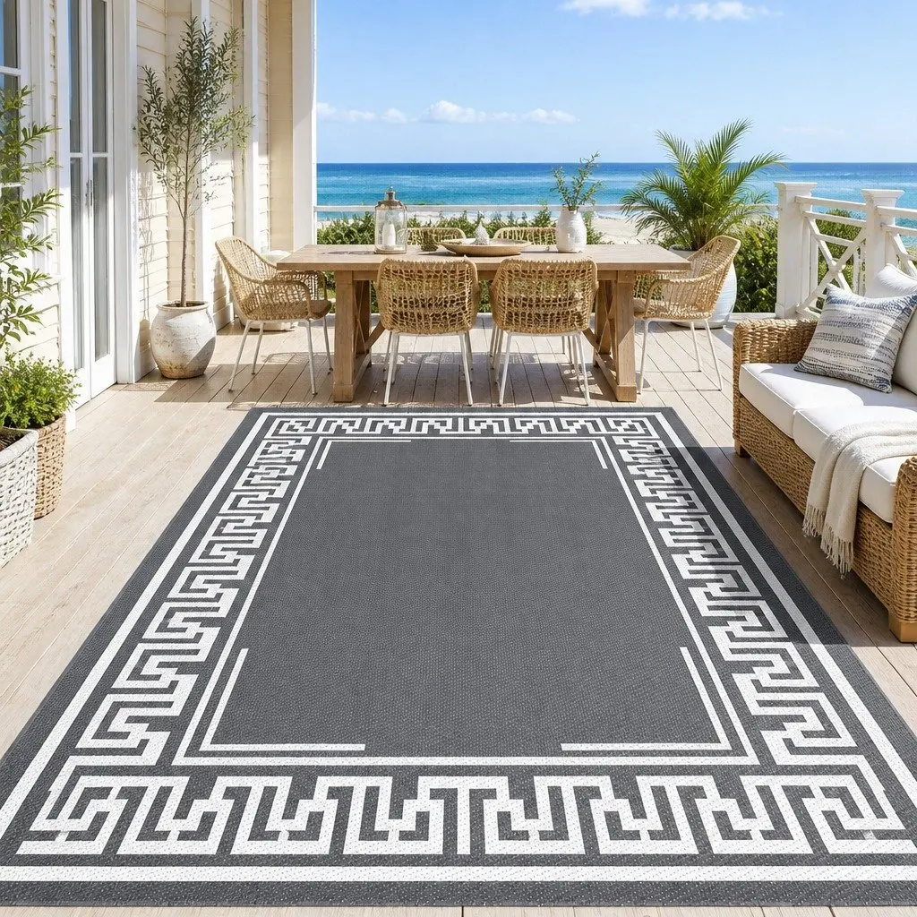Outdoor Rug 274x366cm Large Reversible Area Mat Patio Carpet Dual-Sided Greek