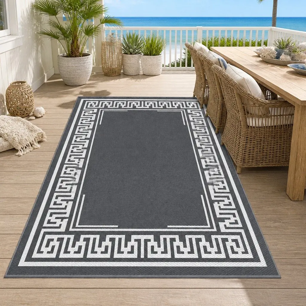 Outdoor Rug 274x366cm Large Reversible Area Mat Patio Carpet Dual-Sided Greek