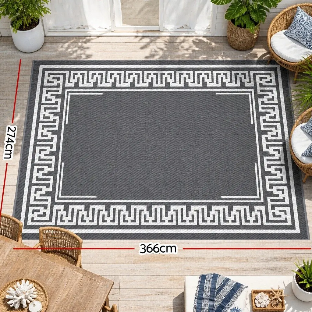 Outdoor Rug 274x366cm Large Reversible Area Mat Patio Carpet Dual-Sided Greek
