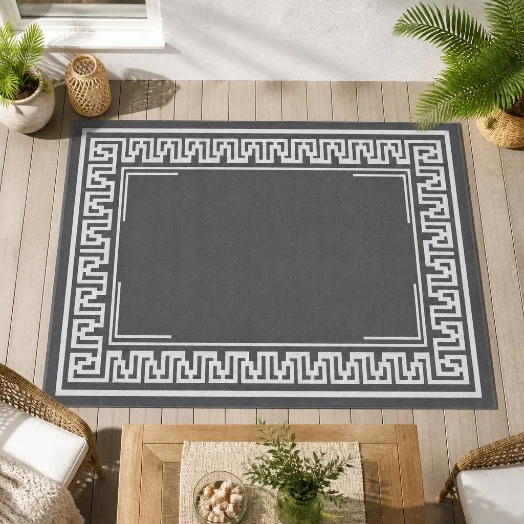 Outdoor Rug 274x366cm Large Reversible Area Mat Patio Carpet Dual-Sided Greek