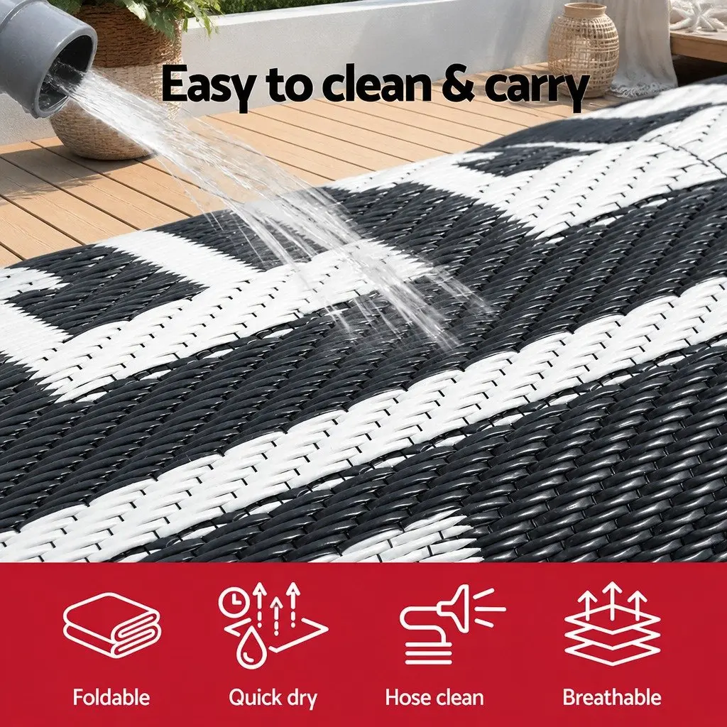 Outdoor Rug 274x366cm Large Reversible Area Mat Patio Carpet Dual-Sided Greek