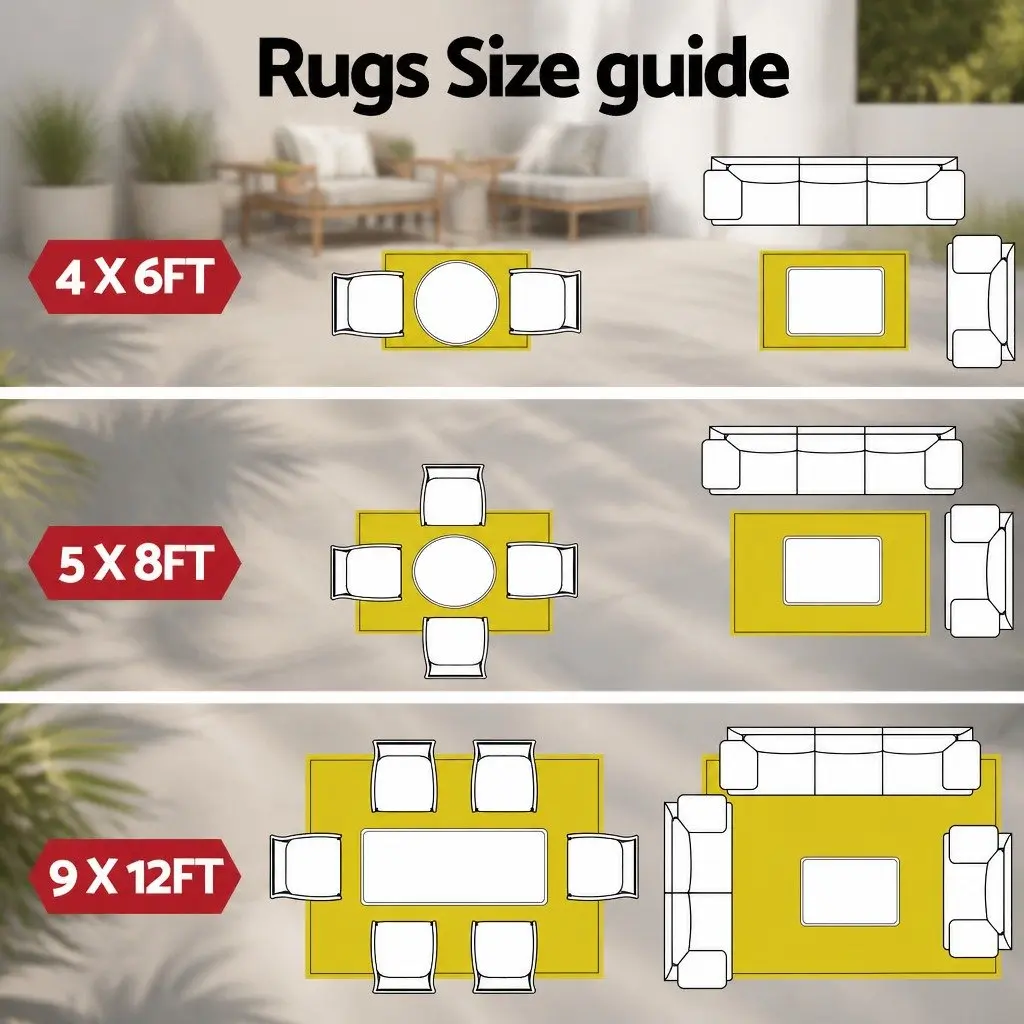 Outdoor Rug Grey 274x366cm Reversible Dual-Sided Weather-Resistant Mat