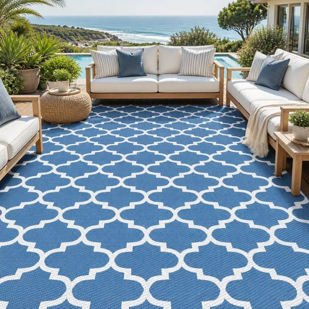 Outdoor Rug 274x366cm Blue