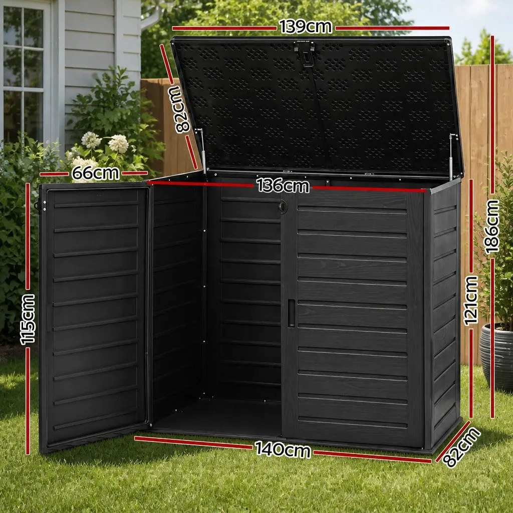 Outdoor Storage Box Black 1170L Lockable Cabinet Tool Organizer Container