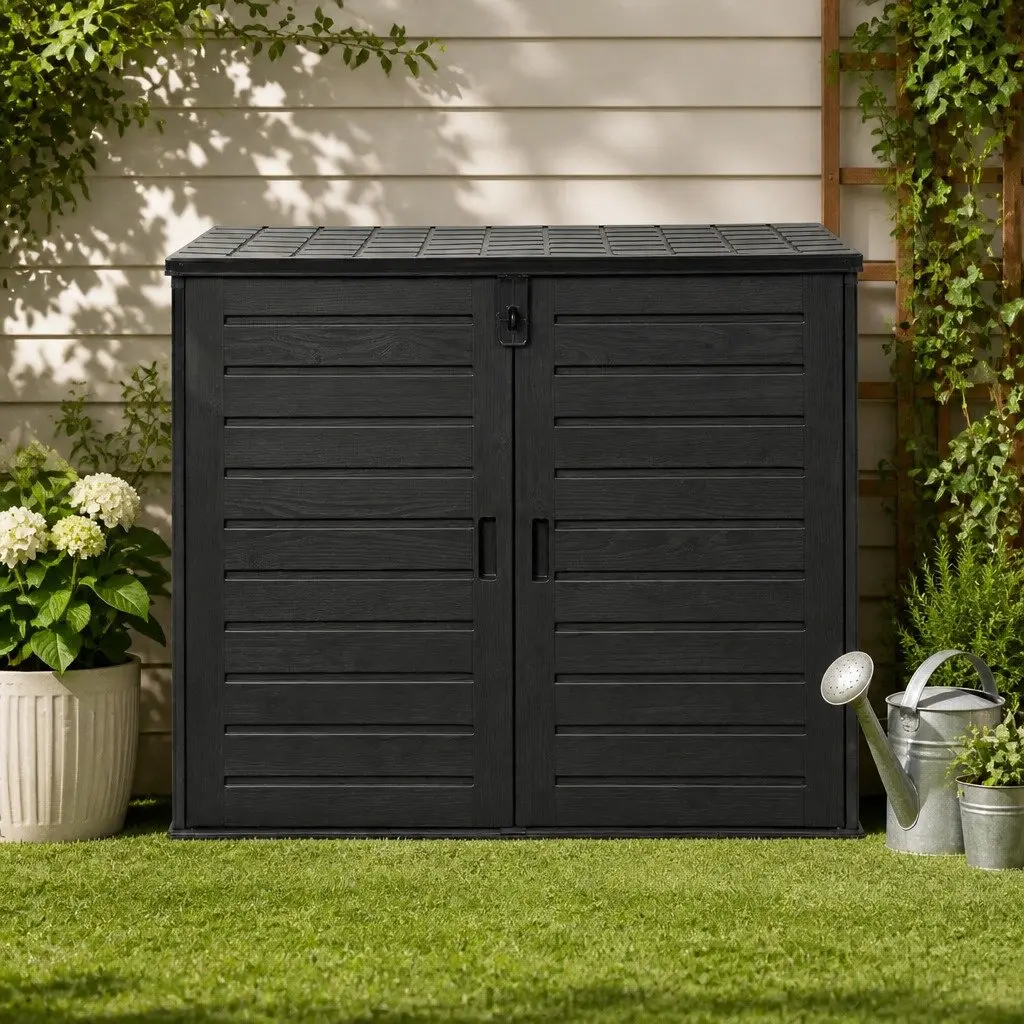 Outdoor Storage Box Black 1170L Lockable Cabinet Tool Organizer Container