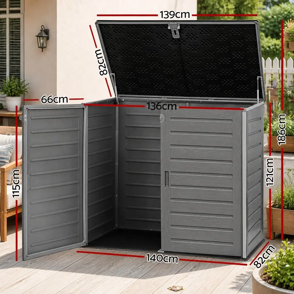 Outdoor Storage Box Grey 1170L Lockable Cabinet Tool Organizer Container