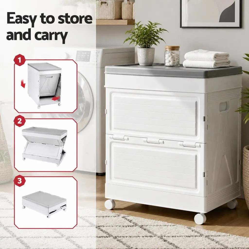 Outdoor Storage Box Beige 159L Portable Foldable with Wheels