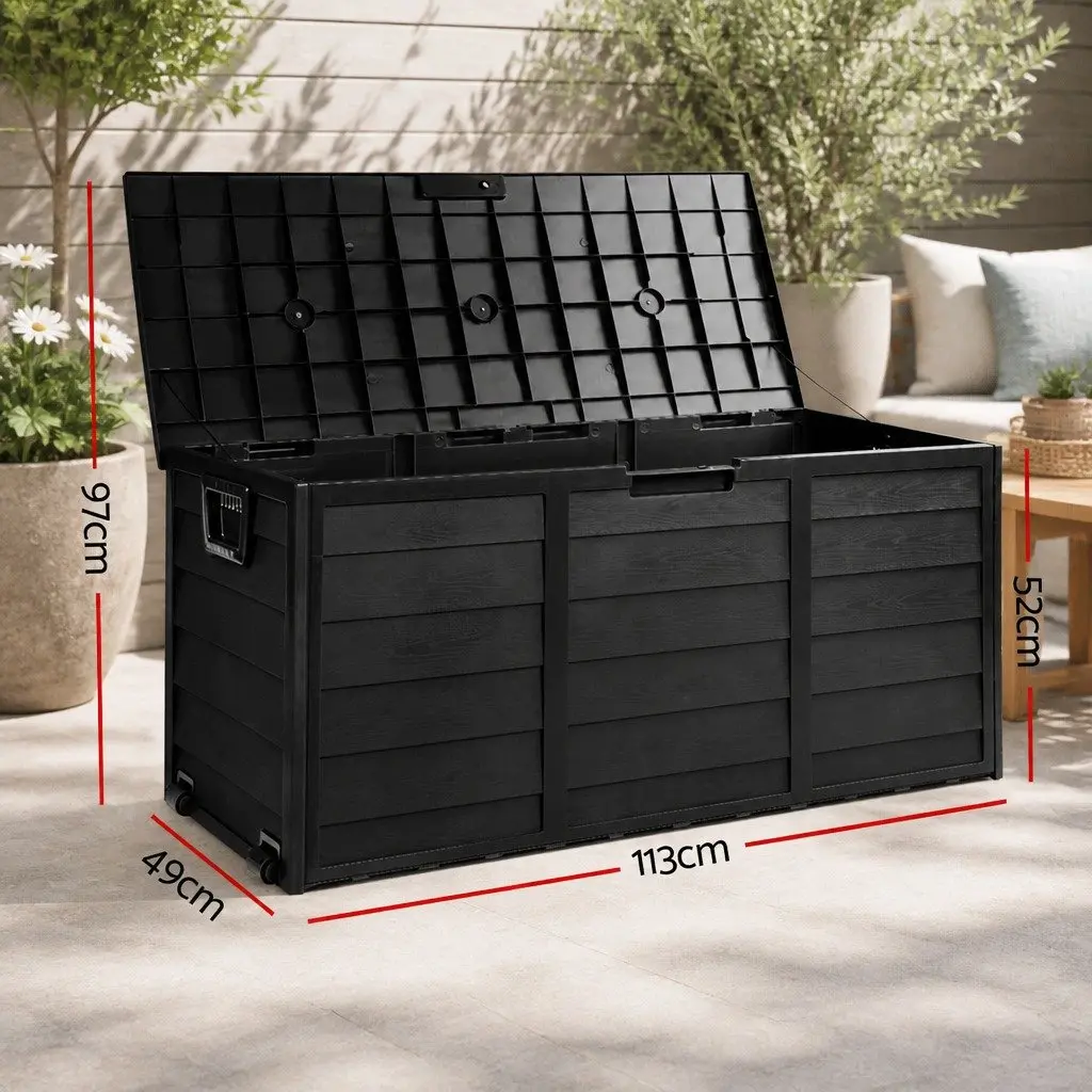 Outdoor Storage Box Black 290L Lockable Weather-resistant Garden Organiser