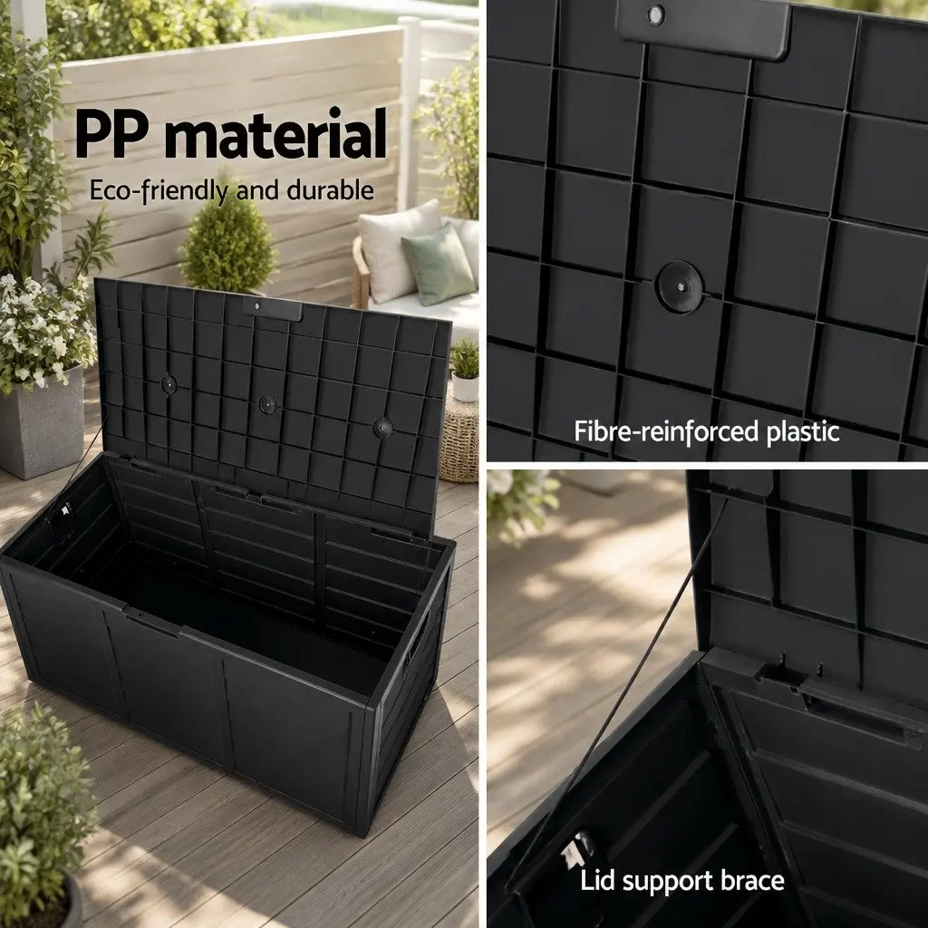 Outdoor Storage Box Black 290L Lockable Weather-resistant Garden Organiser