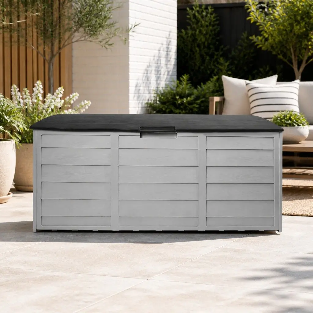 290L Garden Storage Box on Wheels, Black
