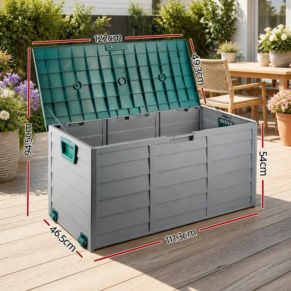 Outdoor Storage Box 290L Lockable Garden Deck Shed Tool Organiser with Wheels