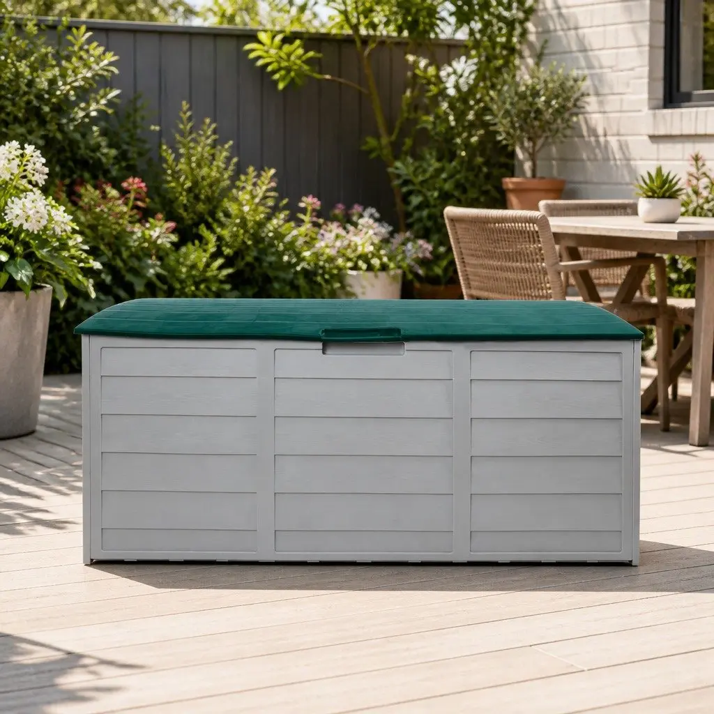 Outdoor Storage Box 290L Lockable Garden Deck Shed Tool Organiser with Wheels