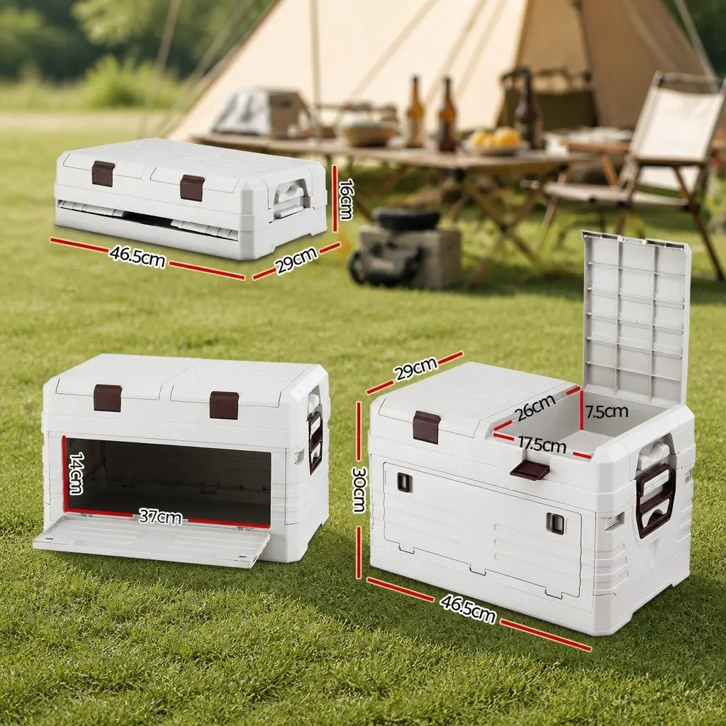 Outdoor Storage Box Beige 40L Collapsible Foldable Portable Organizer