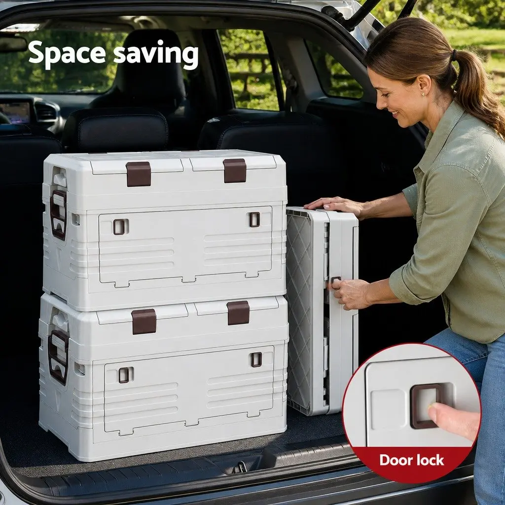 Outdoor Storage Box Beige 40L Collapsible Foldable Portable Organizer