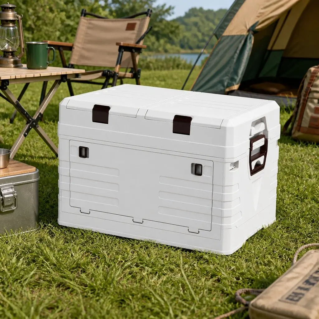 Outdoor Storage Box Beige 40L Collapsible Foldable Portable Organizer