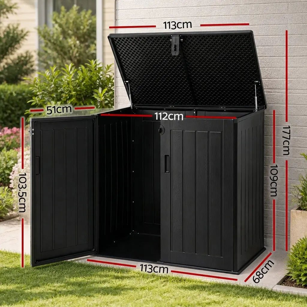 Outdoor Storage Box Black 775L Lockable Cabinet Tool Organizer