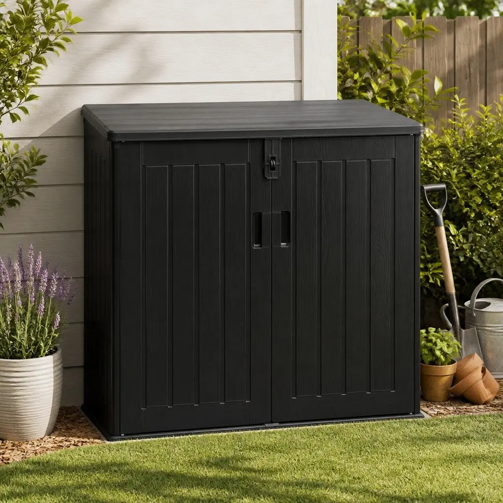 Outdoor Storage Box Black 775L Lockable Cabinet Tool Organizer