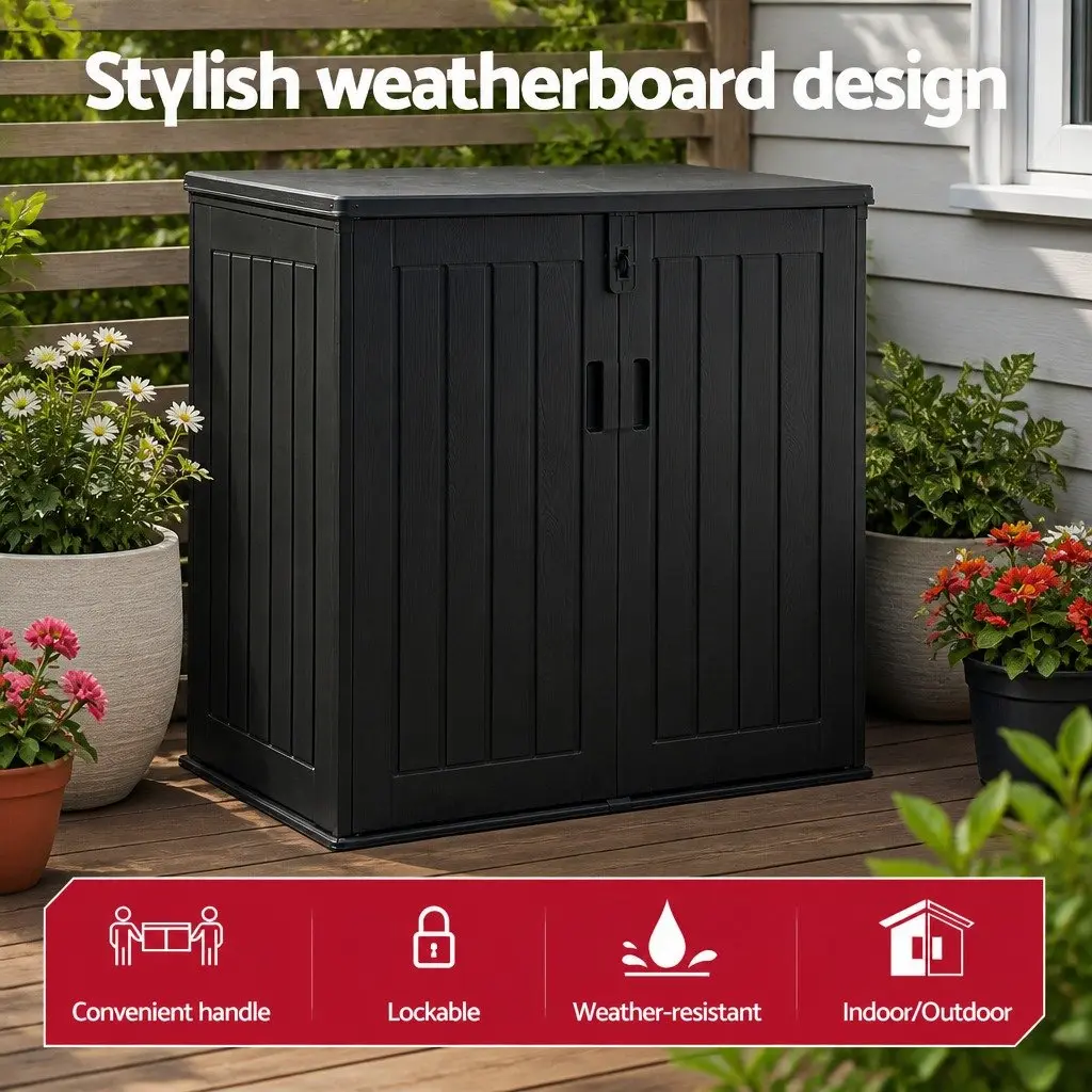 Outdoor Storage Box Black 775L Lockable Cabinet Tool Organizer