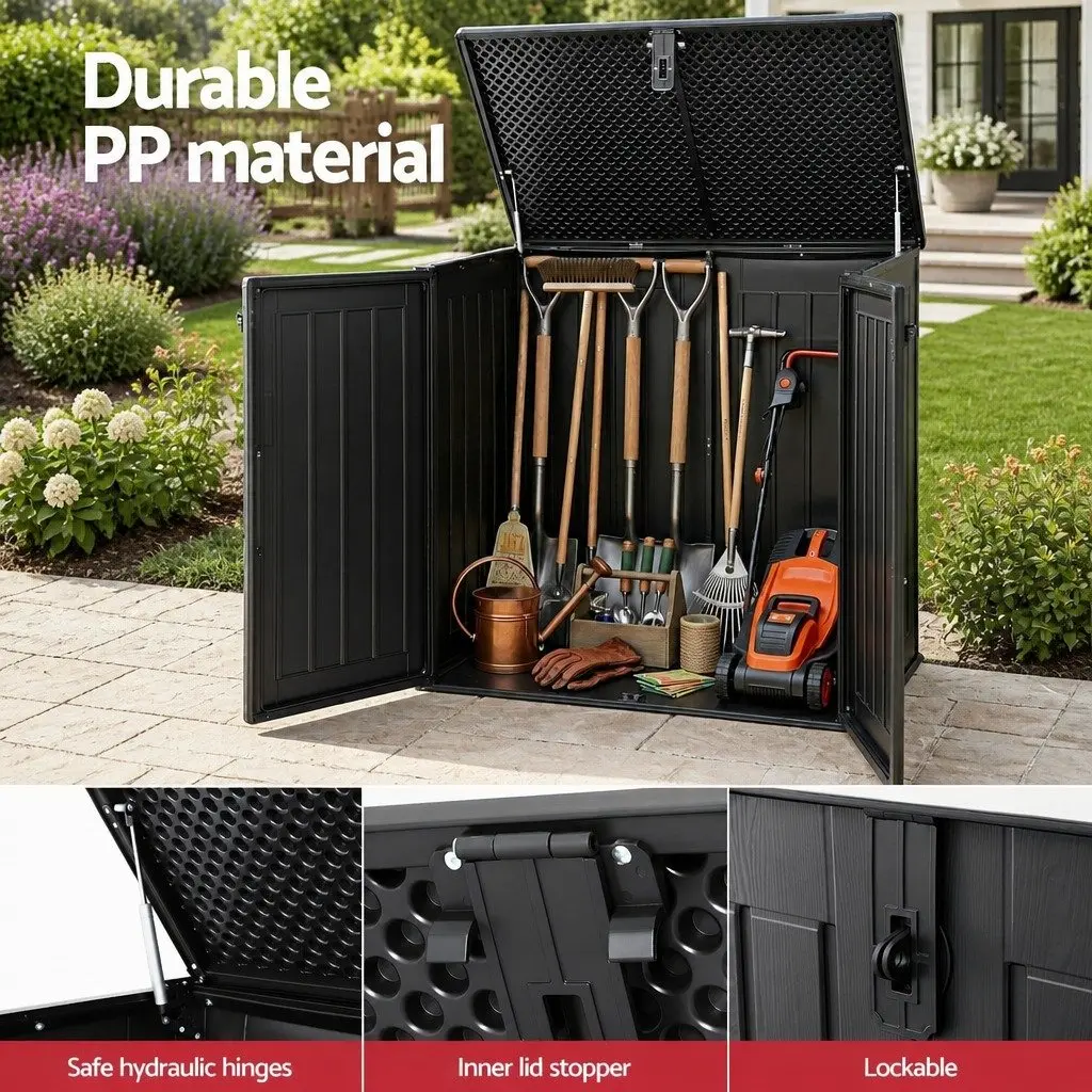 Outdoor Storage Box Black 775L Lockable Cabinet Tool Organizer