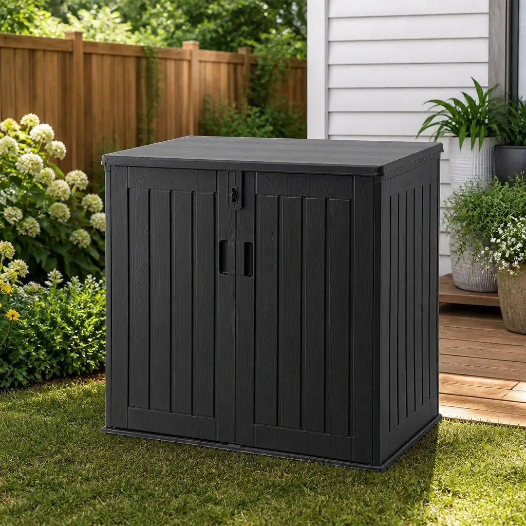 Outdoor Storage Box Black 775L Lockable Cabinet Tool Organizer